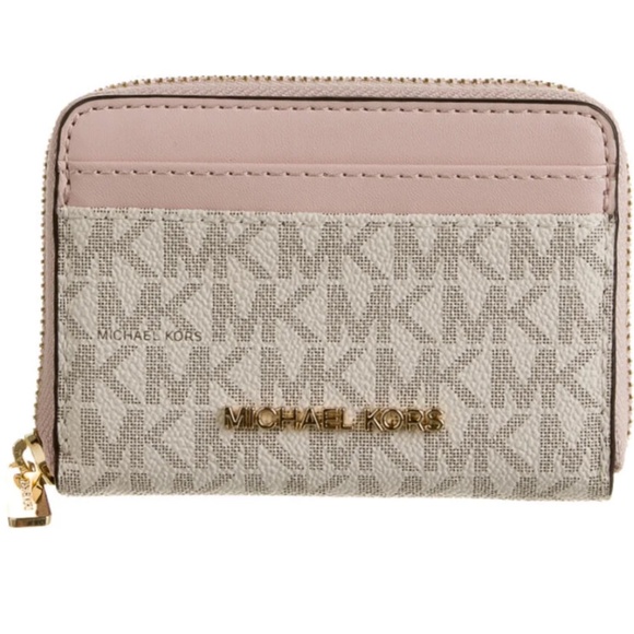 Michael Kors Soft Pink Signature  MK Logo Compact Wallet - Picture 1 of 14